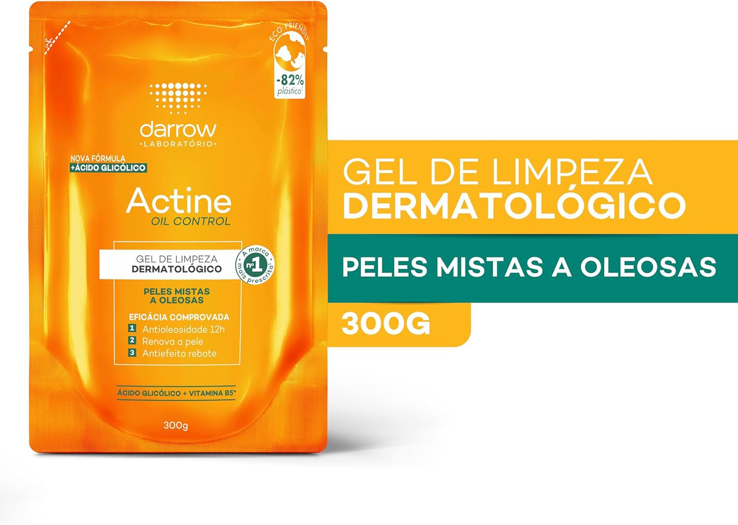 Refil Gel Limpeza Facial Oil Control 300g (Ácido Glicólico, Vitamina B5)