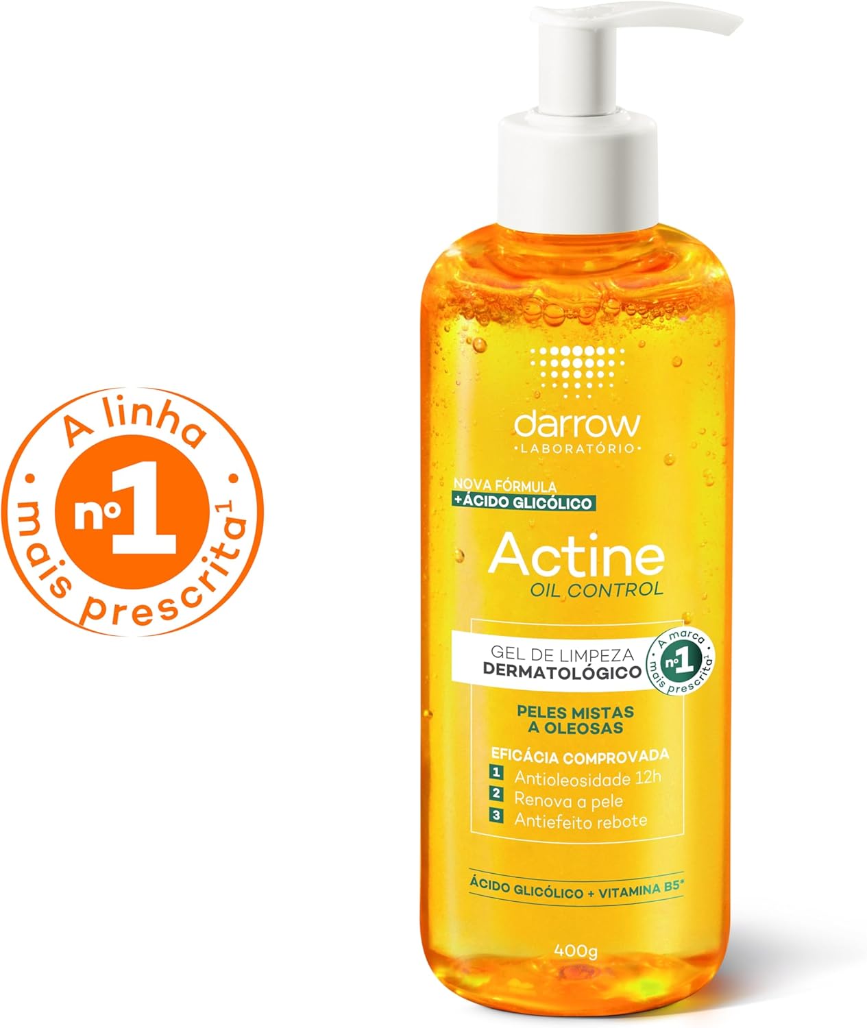 Gel de Limpeza Facial Oil Control 400g (Ácido Glicólico, Vitamina B5)