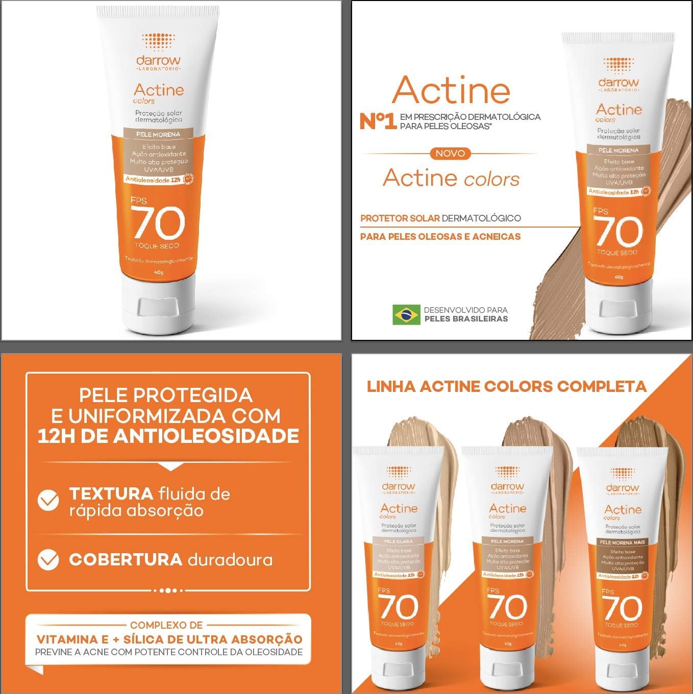 Protetor Solar Facial FPS 70 com Cor (Pele Morena) 40g