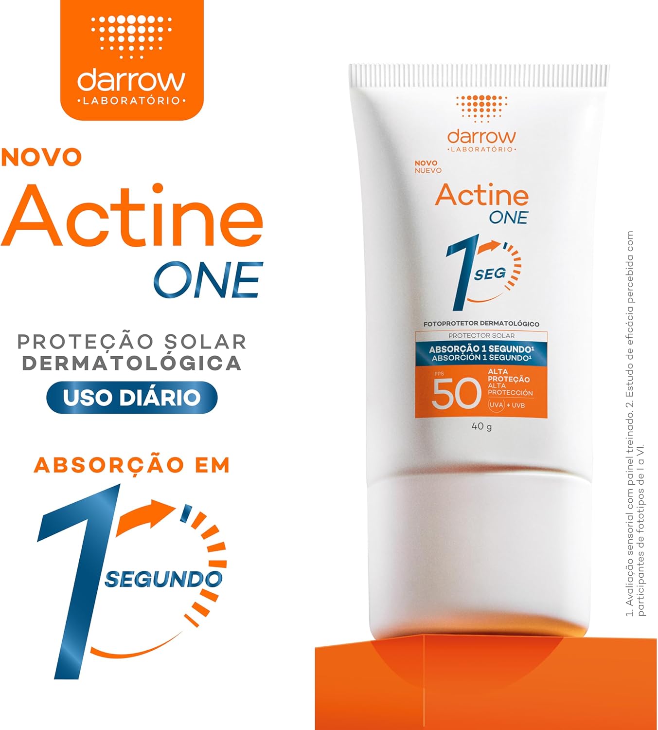 Protetor Solar Facial One FPS 50 Sem Cor 40g (Ácido Hialurônico)