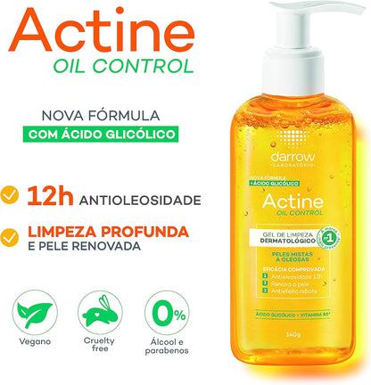 Gel de Limpeza Facial Oil Control 140g (Ácido Glicólico, Vitamina B5)