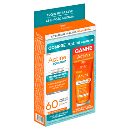 Kit Protetor Solar Aquafluid FPS 60 Antioleosidade 40g + Gel Limpeza 40g
